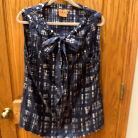 Tory Burch Saffield Blouse, Navy Blue SZ 14 - Picture 2 of 7